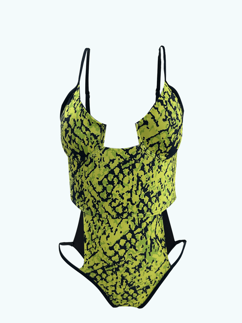 Traje de baño de una pieza sexy, traje de baño delgado, mujer