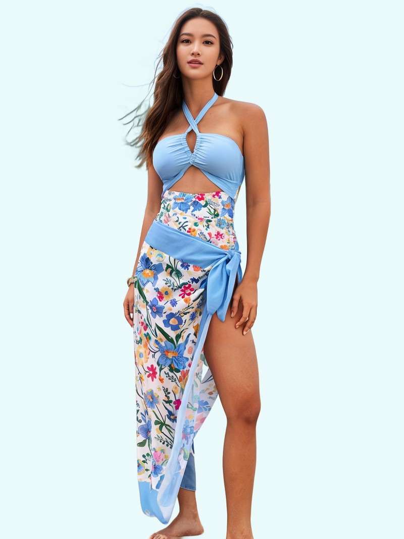 Traje de baño con cuello con sistema