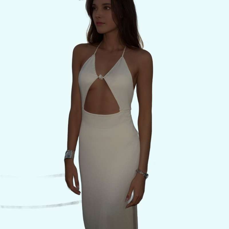 Vestido de playa con tirantes de punto