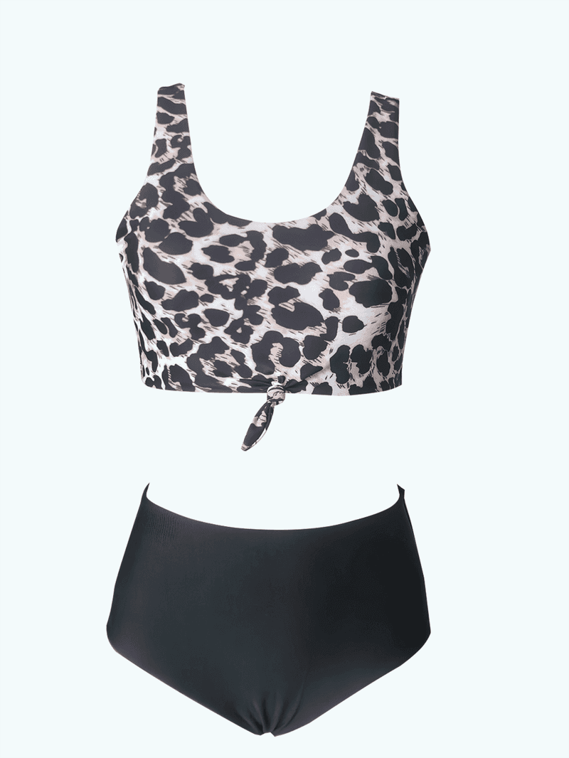 Traje de baño sexy con estampado de leopardo dividido