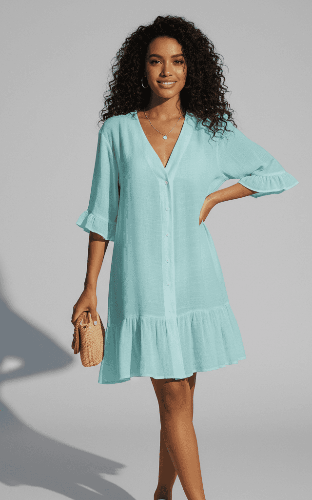 Vestido midi de falso cruce con cuello en V y estampado floral vibrante para eventos playeros de verano