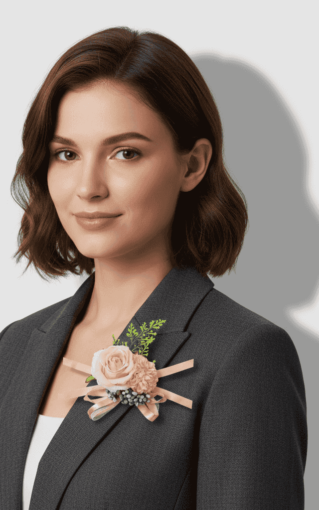 Set de corsage de rosa blanca marfil y eucalipto con envoltura de yute natural para bodas en jardín